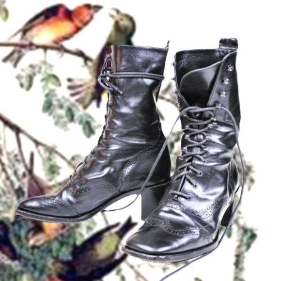 Joan Helpern Shoes - Joan Helpern Black Leather Lace up Granny boots